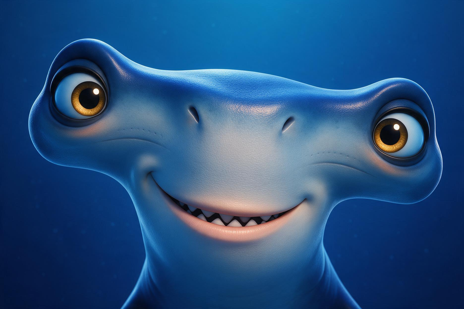 Close-up illustration of a hammerhead shark
